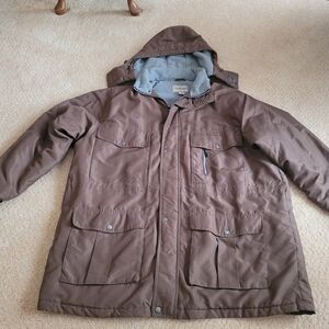 Men's Boulder Creek Brown Hooded Field Jacket 2XL Fleece Lined